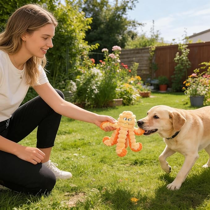 Dog Chew Toy, Interactive Octopus Pet Fetch Supplies | Puppy Chew Toy with Squeaker for Small Breed, Indoor, Outdoor, Park, C
