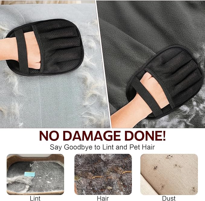 2-Pack Pet Hair Remover Gloves for Cats & Dogs, 2026 Upgraded Five-Finger Reusable Electrostatic Pet Hair Gloves, Magic Brush Pet Hair Remover Tool for Laundry, Couch, Carpet, Car Seat