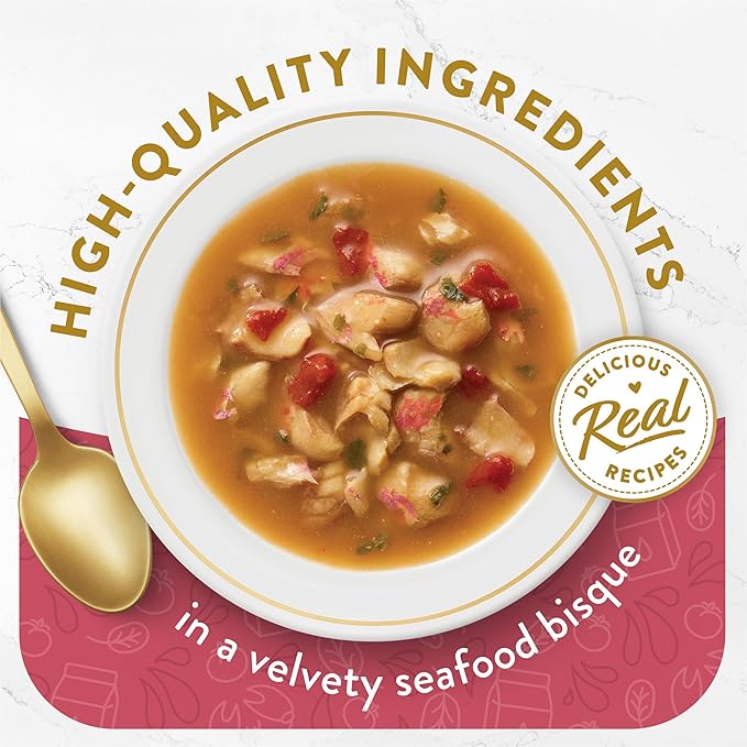 Purina Fancy Feast Lickable Wet Cat Food Broth Topper Seafood Bisque and Accents of Real Lobster - (Pack of 16) 1.4 oz. Pouches