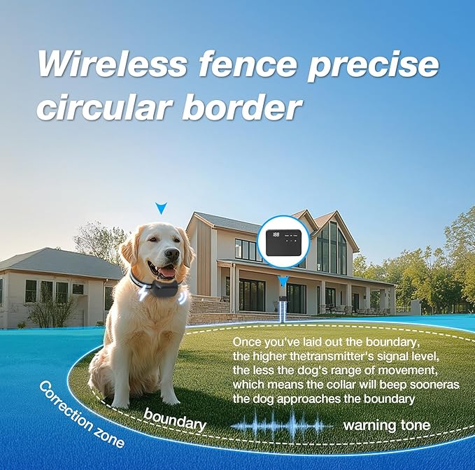 Electric Fence for Dog, 2025 Underground Dog Fence for 2 Dogs Containment System In Ground Electric Dog Fence with Waterproof Training Collar, Tone Shock Correction, Covers up to 3/4 Acre