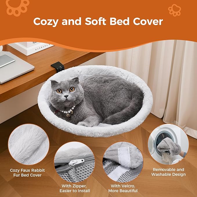 Cat Desk Bed for Remote Workers, Gamers, and Office Staff - 90° Foldable, Quality Sturdy Desk cat Bed for Indoor Cats, Comfortable Kitty Beds for Desk use, Supports up to 40lbs
