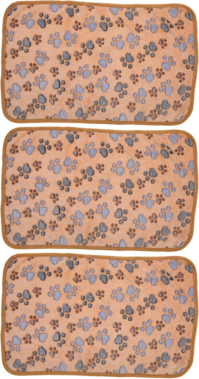 3Pcs Dog Paw Print Fleece Blanket, Pet Warm Sleep Mat, Coral Fleece Soft Dog Blanket with Cute Paw Design, Bite Resistant Pet Supplies for Dogs Cats Small Animals (S)