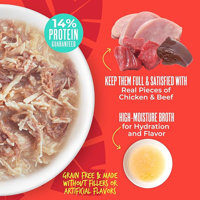 Tiki Dog® Savory Chicken with Beef Recipe in Broth, 3 oz Cup (4 Count)