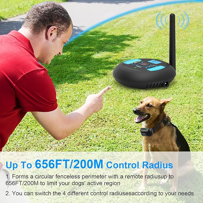 Wireless Dog Fence, Electric Dog Fence Pet Containment System with Remote Training Collar, Adjustable Range & Vibration Shock, Waterproof Receiver, Dog Boundary Container for All Dogs,for2dogs