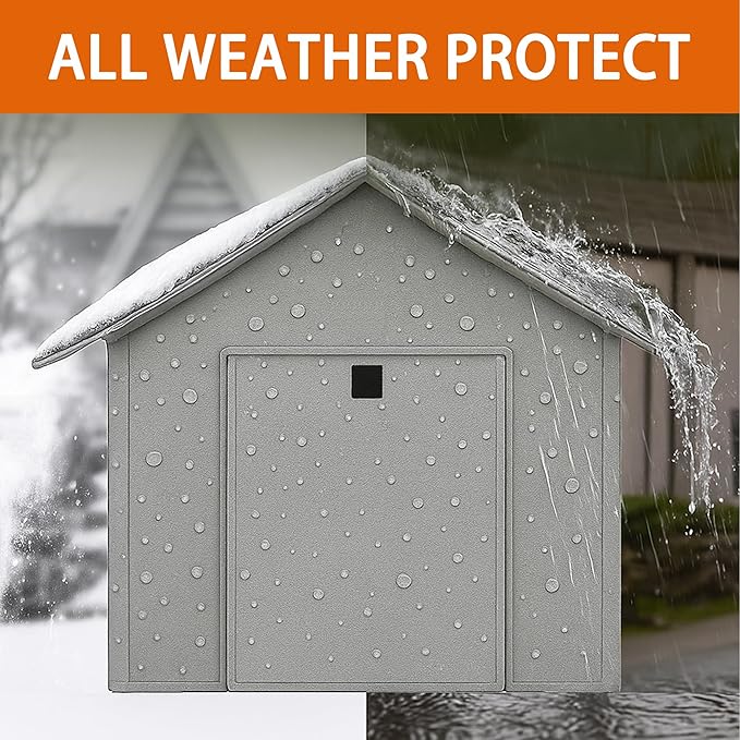 Outdoor Cat House with Cozy Cushion, Waterproof Insulated Cat Houses for Outdoor Cats, Shelter for Feral Pet Outside, Design for All Weather, Light Grey