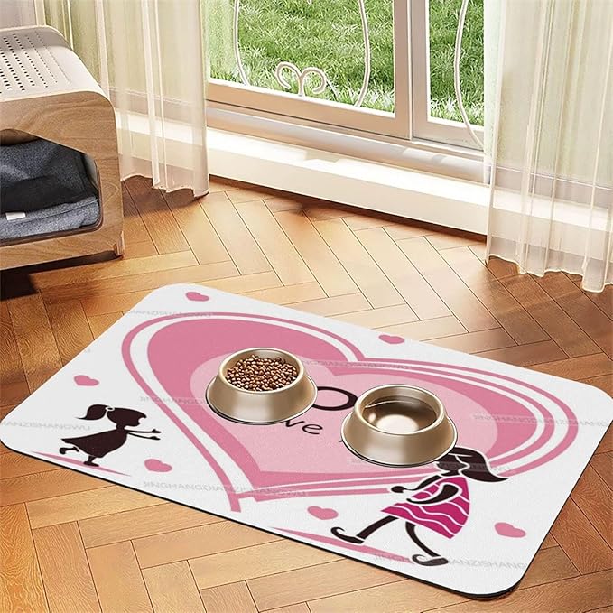Pet Feeding Mat for Dogs Cats Happy Mother's Day Floral Gift for Mom Ge Absorbent Dog Food Mat Non-Slip Waterproof Placemat Quick Dry Pet Supplies Bowl Mats