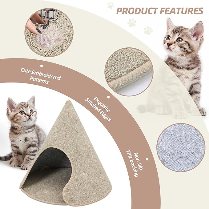 BEQHAUSE Cat Beds for Indoor Cats, Cat Cave Bed with Non-Slip Bottom, Anti-Scratch Cat House Cat Tent for Kittens and Small Dogs, Foldable Kitten Hideaway Machine Washable,22.8 * 22.8 * 20.8in, Beige