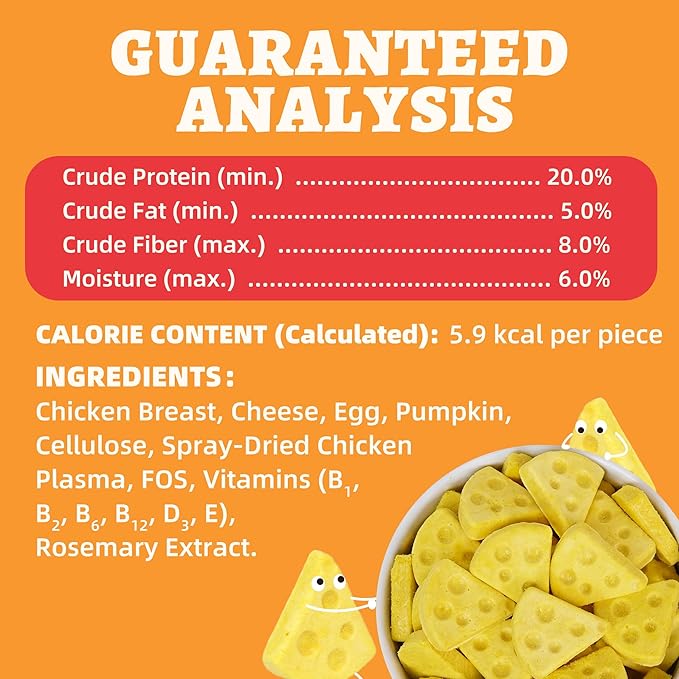 Wellix 7.41oz Freeze Dried Cheese Dog Treats - High-Protein,Grain-Free Crunchy Training Treats for Dogs & Cats - Digestive Health Food Toopers for Puppy Snacks