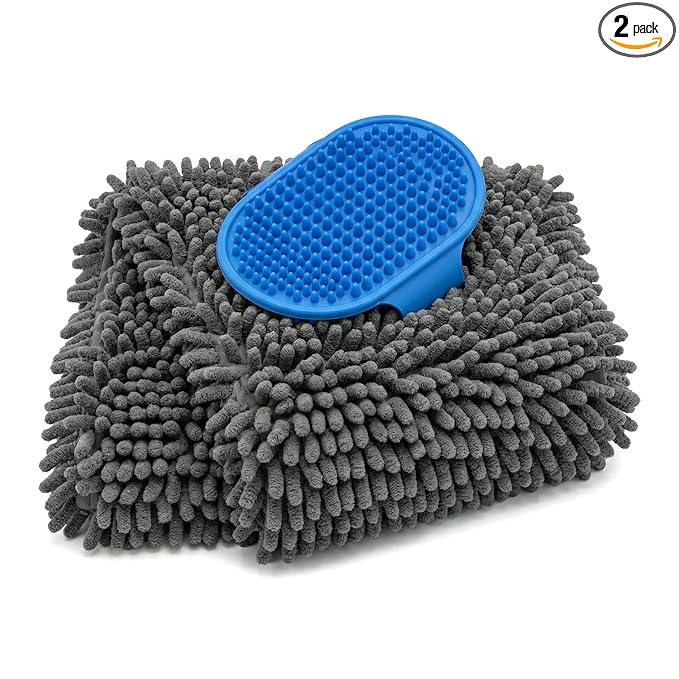 Dog Grooming Kit – Quick Drying Towel for Dogs + Silicone Massage Bath Brush | Super Absorbent Microfiber Dog Towel & Soft Rubber Pet Shampoo Brush | Complete Shower & Bath Supplies for Dogs & Cats
