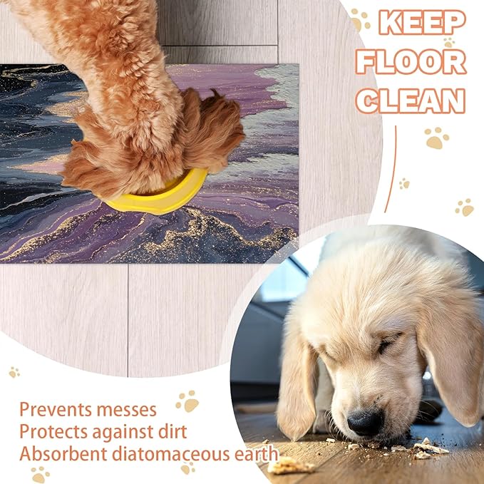 Sea Dog Food Mat for Floors Absorbent, Quick Dry Water Dispenser Mat for Food, Water, Pet Supplies 12" x 20", Galaxy Star