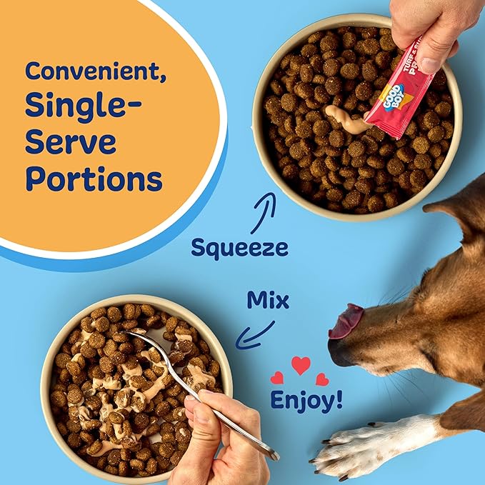 Good Boy Turk & Surf Protein Purees Dog Food Mixers for All Adult Dogs, 10 Count, Easy Single-Serve Triple Flavor Topper Treats with Chicken, Salmon and Duck