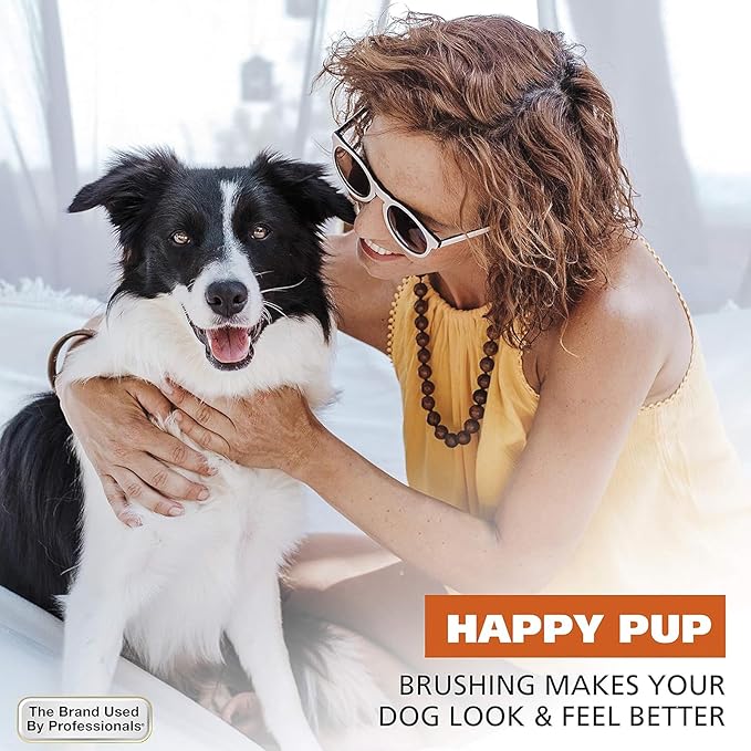 Dog Brush, Self Cleaning Shedding Brush - Skin Friendly Grooming Tool for Dogs, Cats, and Puppies, Deshedding and Hair Removal for Long and Short Haired Pets, Green