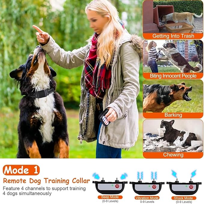 Wireless Dog Fence, Electric Dog Fence & Remote Training Collar 2 in 1, Vibration & Shock, IP67 Waterproof Receiver, 3 Modes, 2026 Pet Boundary Containment System for 1/2/3/4 Dogs,for2dogs