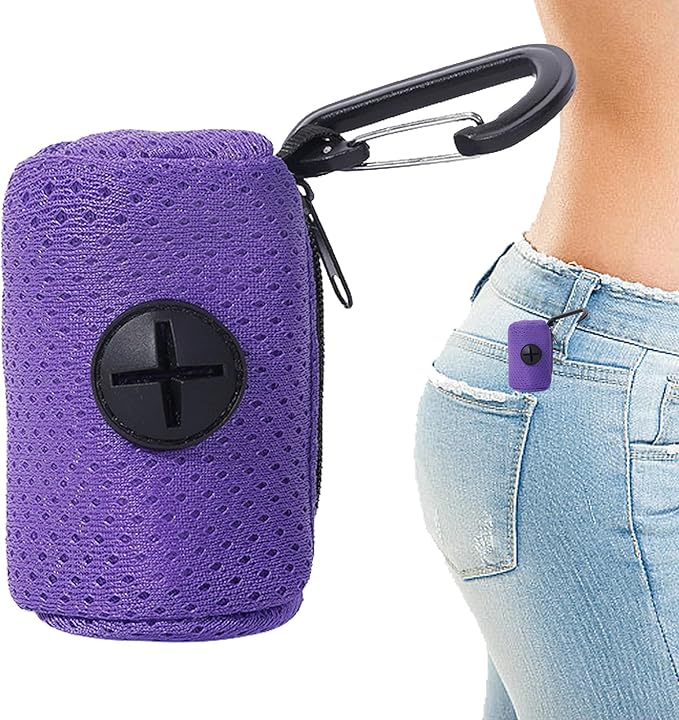 Dog Waste Bag Dispenser, Mesh Fabric Attachment Waste Bag Dispenser with Zipper, Large Capacity Dog Poop Holder, Portable Pet Supplies for Running, Bicycle, Hiking
