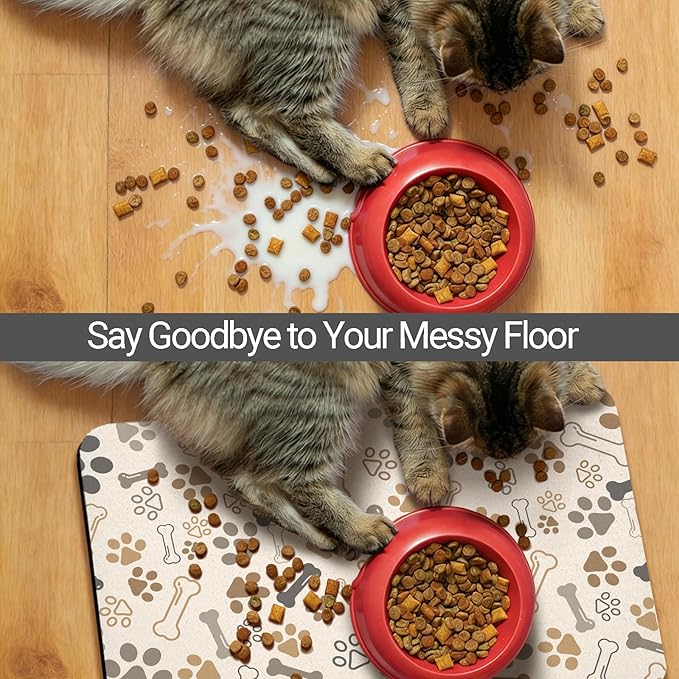 Dog Food Mat, Absorbent Waterproof Non-Slip Pet Cat Bowl Feeding Mat for Food & Water Pet Supplies 12 * 20"