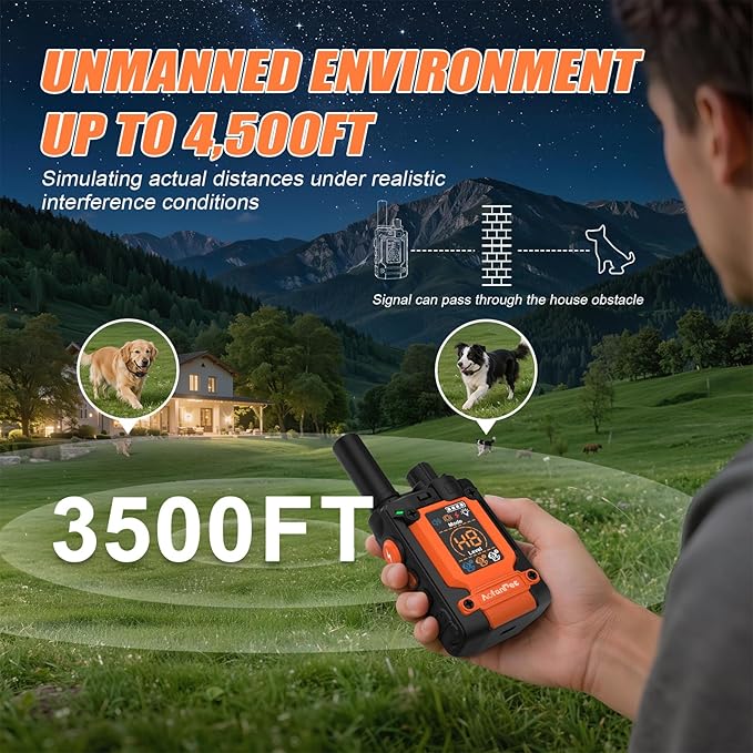2026 Updated Shock Collar for Dogs with Remote 4500ft, Bark & Training Collar for Large Dogs, Rechargeable Waterproof Electric Collar with 4 Modes Vibration Beep Static Stimulation LED Light