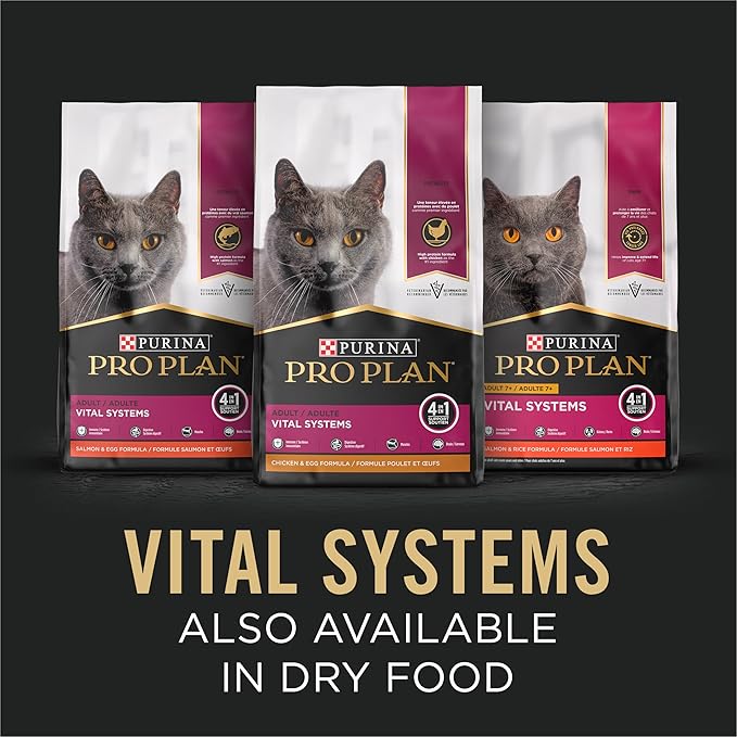 Purina Pro Plan Wet Cat Food Vital Systems Seafood Entree in Wet Cat Food Gravy 4-in-1 Immune, Brain, Muscle and Vision - (Pack of 24) 3 oz. Cans
