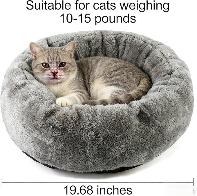 Soft Cat Bed, Cat Beds for Indoor Cats, Calming Nest, Self Warming Cave, Plush Cozy Pod for Indoor Kitten or Small Dogs, Kitty Bed with Non-Slip Bottom