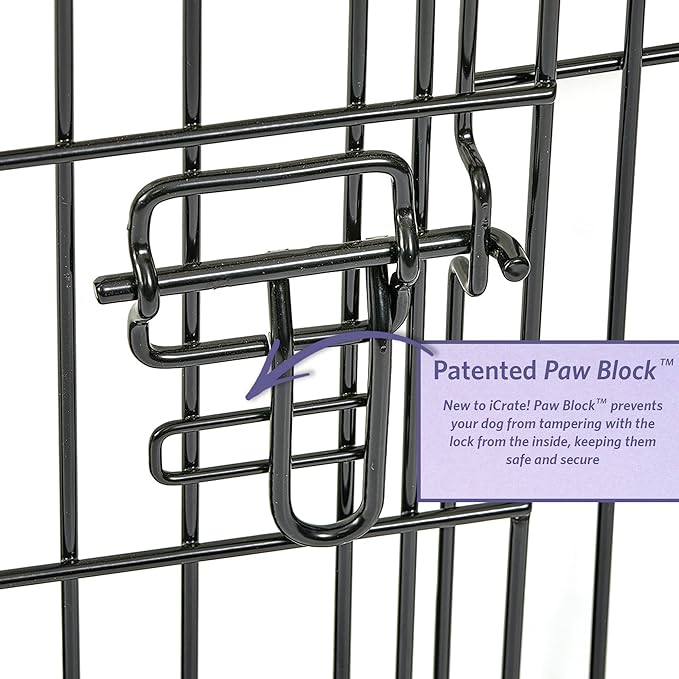 MidWest Homes for Pets 42-Inch iCrate for Large Breeds, 71-90 lbs, Single Door Folding Dog Crate with Divider Panel, Leak-Proof Tray & Secure Latch, Portable, Durable & Easy to Assemble