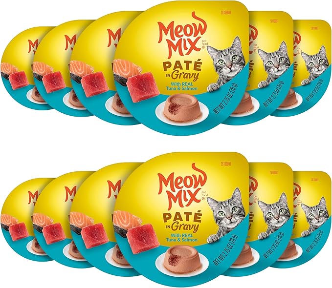 Meow Mix Paté in Gravy Wet Cat Food with Real Tuna & Salmon, 2.75 Ounce (Pack of 12)