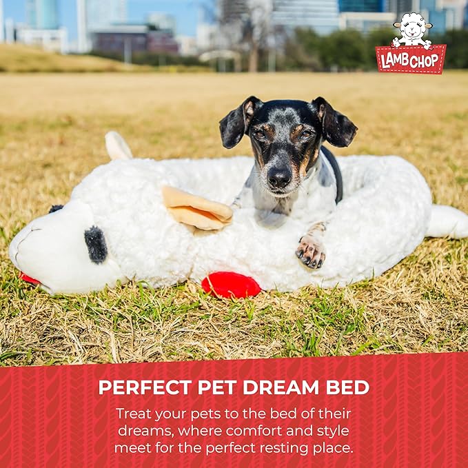 Multipet Lamb Chop Dog Bed - Ultra Plush Polyester w/ Removable Soft Foam & Non-Skid Bottom - Gentle Machine Washable - Durable Dog Bed for All Dogs (27", White)