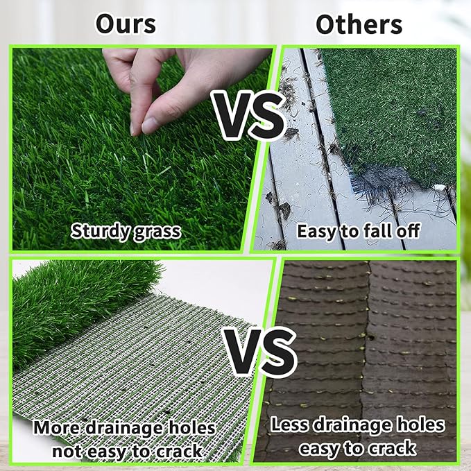 Grass Pad for Dogs 32 x 48 inches, Strong Absorbency Soft Artificial Grass for Pets Potty Training, Easy to Clean Fake Grass for Dog Indoor Outdoor Use (1 Pack)