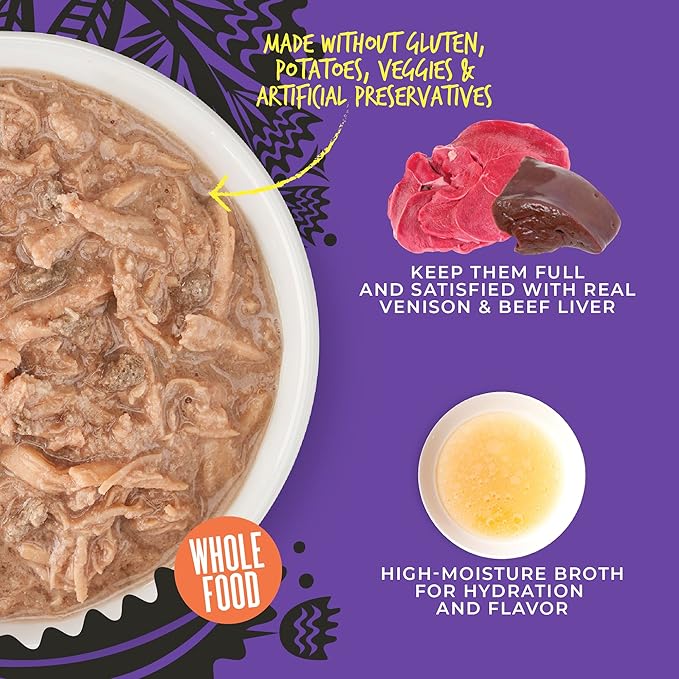 Tiki Cat After Dark Shreds Wet Cat Food, Venison & Beef Liver, 3 oz. Can (12 Count)