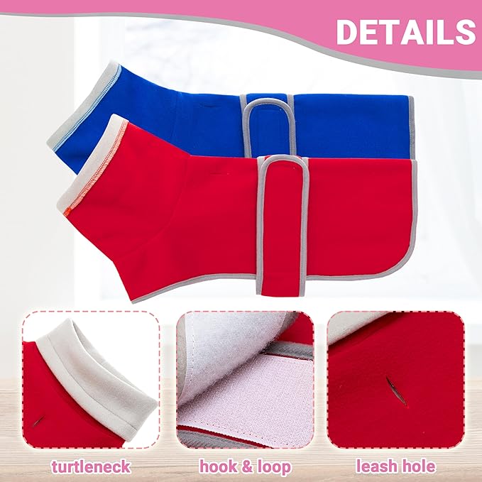 Dog Coat 2 Pack, Turtleneck Fleece Pet Winter Jacket for Cold Weather, Warm Dog Clothes Sweater Outdoor Indoor for Small, Medium, Large & XL Dogs (M-XXL)