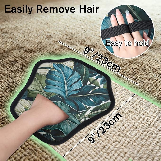 Lush Palm Leaf Electrostatic Pet Hair Removal Glove for Cats & Dogs - Reusable Grooming Mitt for Couch, Carpet, Car Seat & Laundry - Large 9x9 Inch
