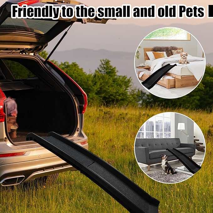 PawStep 51006 61 inch Portable Folding Pet Ramp with Carpet Great for Truck SUV Car