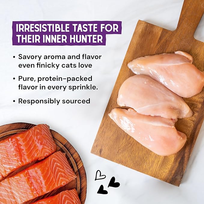 Stella & Chewy's Freeze-Dried Raw Cat & Kitten Food Topper - Magical Dinner Dust - Premium Wild-Caught Salmon & Cage-Free Chicken - Grain-Free, Protein-Rich - Perfect For Picky Eaters - 7 oz