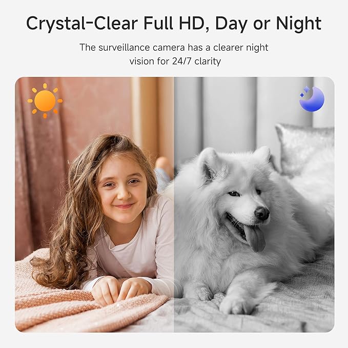 Noorio Security Camera Indoor, 4MP UHD Pet/Dog Camera 360-Degree for Home Security, One-Touch Call, Auto Motion Tracking, Night Vision, 2.4G Only