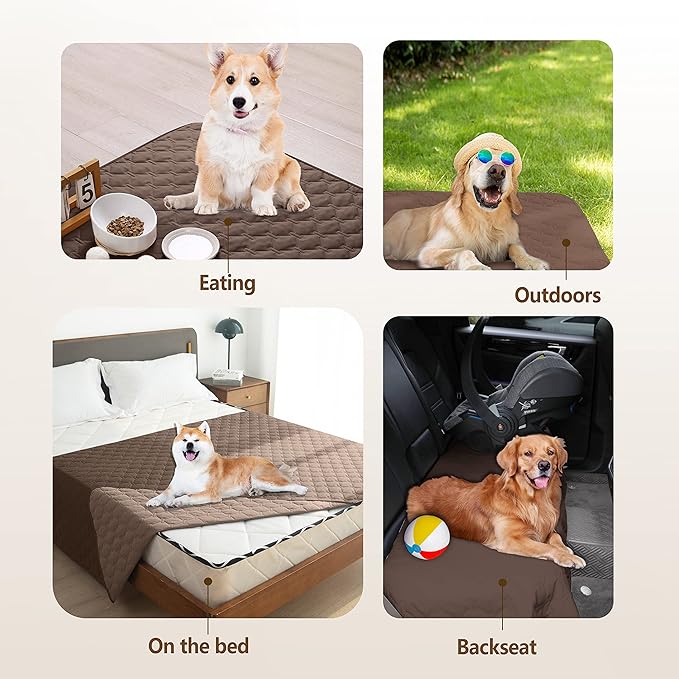gogobunny 100% Double-Sided Waterproof Dog Bed Cover Pet Blanket Sofa Couch Furniture Protector for Puppy Large Dog Cat, Reversible (68x82 Inch (Pack of 1), Dark Chocolate/Light Chocolate)