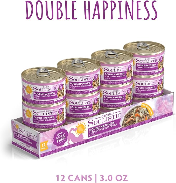 Soulistic Originals, Double Happiness Tuna and Crab Surimi Dinner in Gelée, 3oz Can, Pack of 12