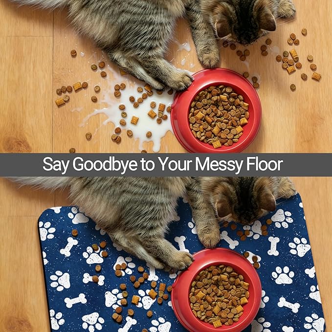 Dog Food Mat, Absorbent Waterproof Non-Slip Pet Cat Bowl Feeding Mat for Food & Water Pet Supplies 12 * 20"