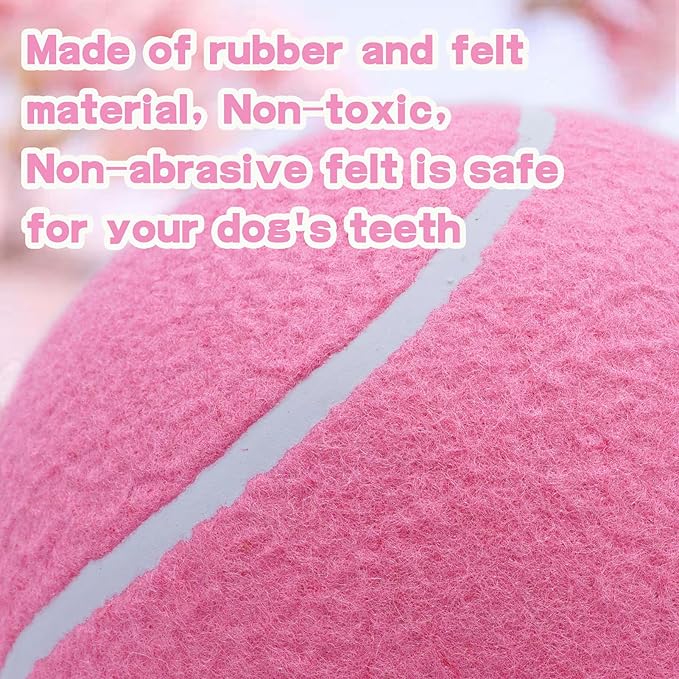 Big Tennis Ball for Dogs, Giant Dog Tennis Ball Toy Large Outdoor Sports Gift for Small Medium Large Dog (Pink, 9.5 inch)
