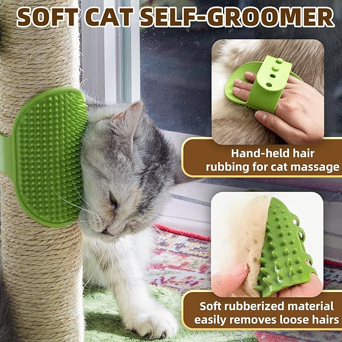 Fantasreen Cat Scratching Post 33'' Cat Scratcher Tall Scratching Posts for Indoor Cats with Cat Toy and Interactive Ball Self Groomer for Kittens Adults Cats
