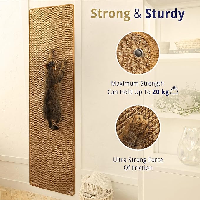 Cat Wall Climbing Carpet - Cat Wall Climber 67" x 17.5" with Fixed Nails – Scratching Rug Wall Scratchers for Indoor Cats | Climbing Wall Carpet | Scratching Mat.