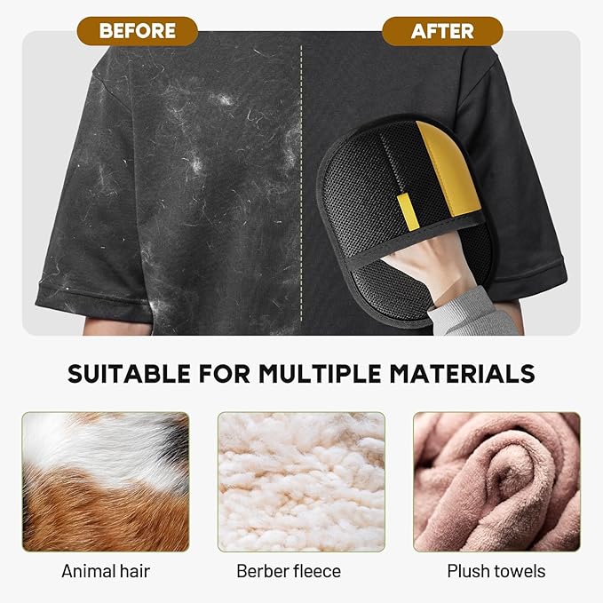 Pet Hair Remover Gloves, 2025 Upgrade Reusable Electrostatic Glove for Cat & Dog Hair Remover Mitt for Couch Furniture Carpet Car Seat Pet Grooming Gloves (2)