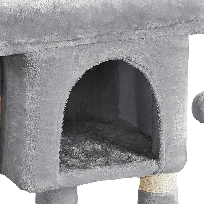 Yaheetech Cat Scratching Posts with Bed, 23.5 Inches Cat Kitten Scratcher Featuring with Sisal Scratch Posts, Interactive Dangling Ball for Indoor Large Cats, Light Gray