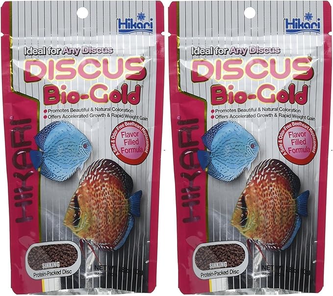 Hikari DISCUS BIO-GOLD, 2.82 oz, High-Protein Fish Food, Natural Color Enhancing Ingredients, Supports Immune System Health, All Life Stages, 2 Pack