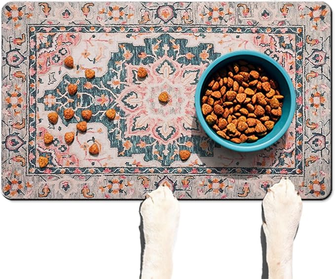 Dog Food Mat for Floors Waterproof Quick Dry Pet Placemat Cat Feeding Bowls Mats for Food and Water, Eco-Friendly Dog Accessories Diatomite Pets Supplies 16" X 24"