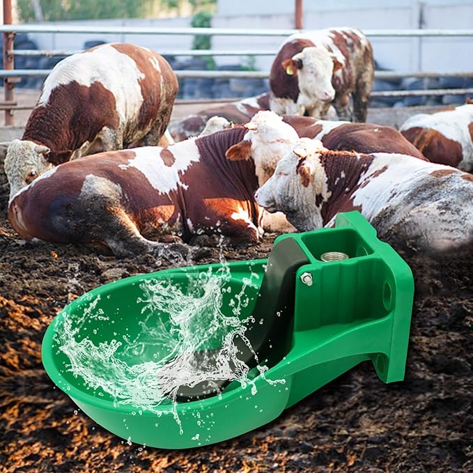 1pcs Automatic Livestock Waterer Bowl Water Trough Outdoor Cow Plastic Sink Horse Sheep Cattle Drinking Bowl Pet Feeding Bowls（Green） ﻿