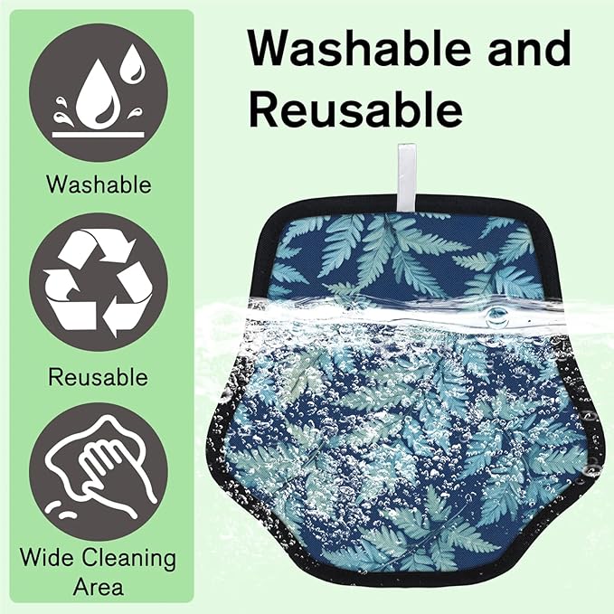 Fern Leaves Theme Electrostatic Pet Hair Removal Glove for Cats & Dogs - Reusable Grooming Mitt for Couch, Carpet, Car Seat & Laundry - Large 9x9 Inch