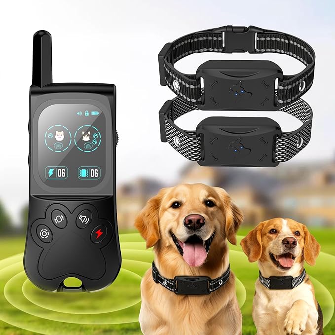 Wireless Dog Fence, Electric Fence for Dogs with 3 Training Modes, 180 Days Standyby Perimeter Dog Collars with Color Screen Remote, Waterproof & Rechargeable Trainer Collar Outdoor 2 Pack