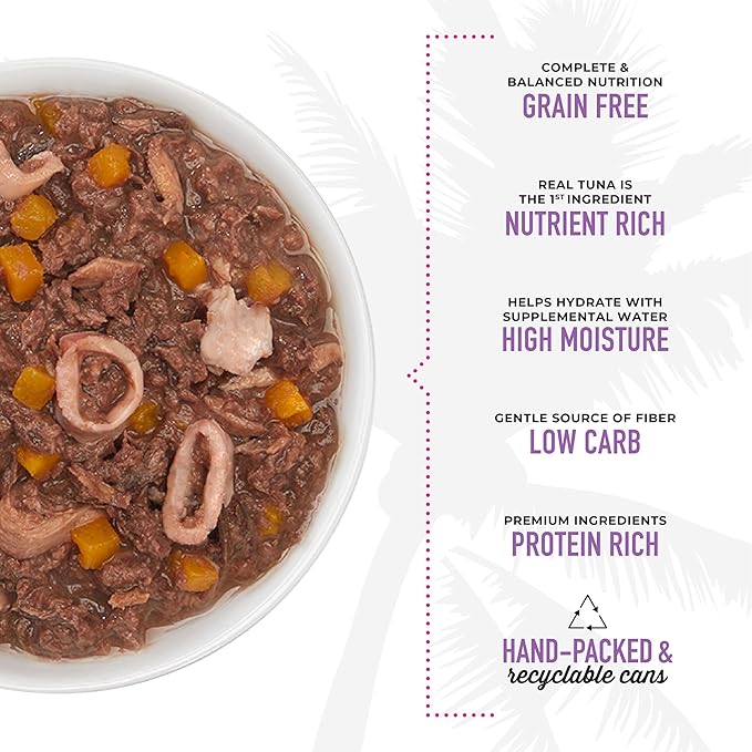 Tiki Cat Aloha Friends, Tuna, Calamari & Pumpkin, Grain-Free & High Moisture, Wet Cat Food for All Life Stages 5.5 oz. Cans (Pack of 8)