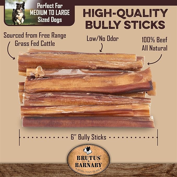 BRUTUS & BARNABY Bully Sticks 8oz + Sweet Potato Kibble Topper 8oz
