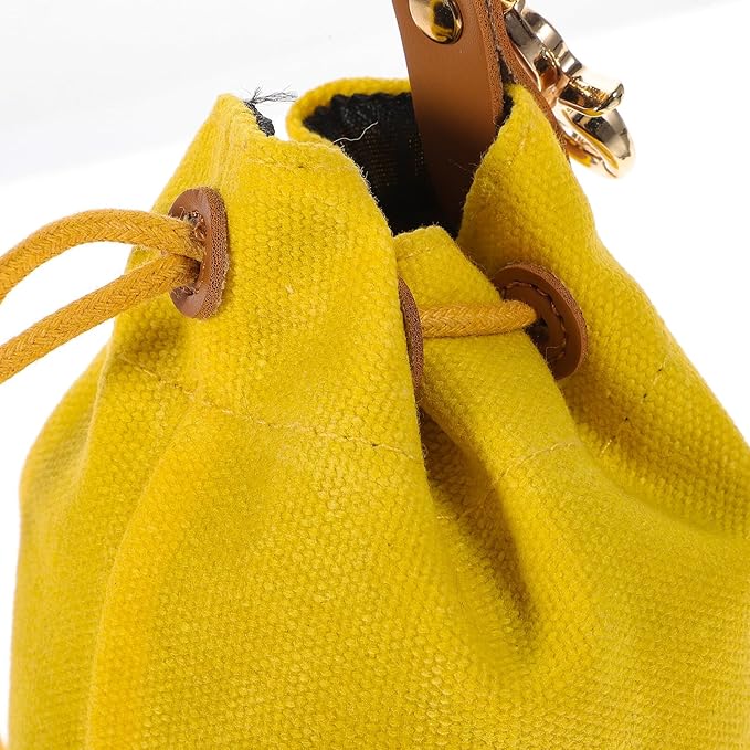 Portable Dog Treats Pouch with Keychain, Felt Drawstring Pet Food Bag for Outdoor Training and Walking, Yellow Puppy Food Holder for Travel and Pet Supplies