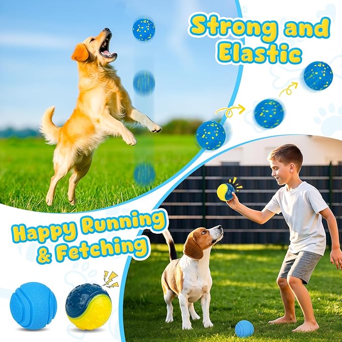 Dog Balls 6 Pack, Puppy Toys for Small & Medium Dogs, Interactive Dog Fetch Ball, Squeaky Chew Toys for Teeth/Slow Feeder/IQ Training/Playing, Dog Toys to Keep Them Busy (Blue)