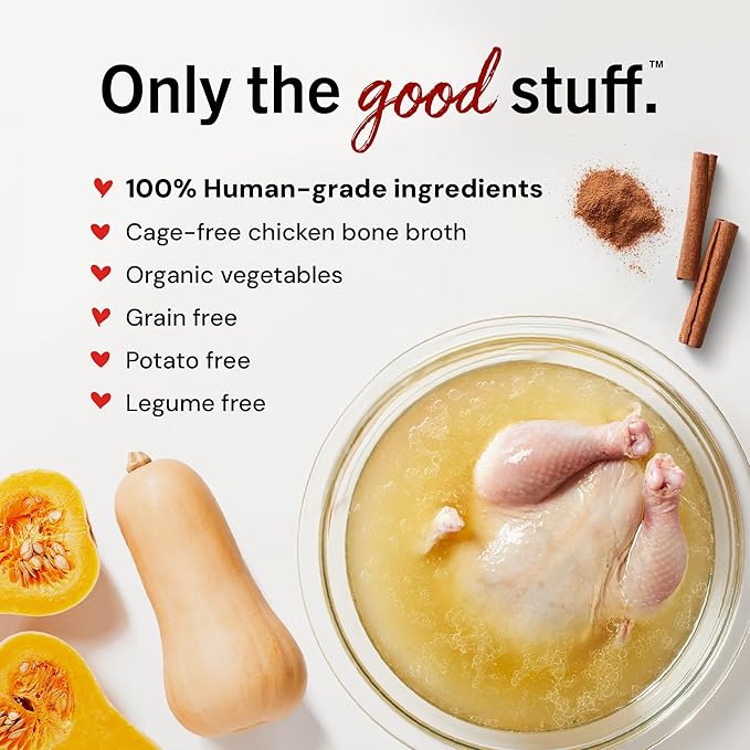 Stella & Chewy's Premium Cage-Free Chicken Bone Broth for Dogs - Joint & Gut Health Support Liquid Food Topper with Collagen & Turmeric, 16 Fl Oz Resealable Pouch